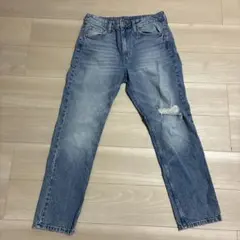 ダメージ加工 ハイウエスト　デニムパンツ　ジーンズ　M