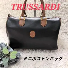 TRUSSARDI BLACKレザーミニボストンバッグ 旅行 ロゴマークのサムネイル