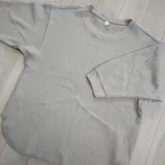 ユニクロ　ワッフルクルーネック　ベージュMサイズ