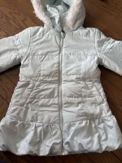 キッズ 女の子 中綿コート フード付き ファー付き 水色 ドット柄