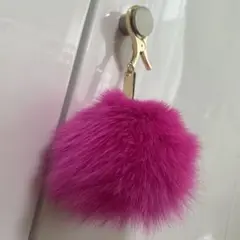 ポンポン ファーチャーム ピンク