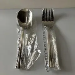 未使用　ラッキーウッド エメラルド金彩　サービススプーン　サービスフォーク