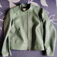 GU and beautiful people グリーンレザーライダージャケット