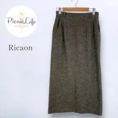 美品【Ricaon】ウールタイトスカート ロング丈 ナロースカート オフィス S