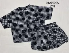 manina マニーナ セットアップ 95cm ギンガムチェック ドット柄のサムネイル