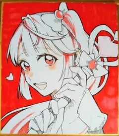 アナログ 手書きオリジナル魔法少女イラスト 色紙