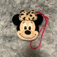 ミニーマウス ポーチ ヒョウ柄リボン　ポシェット