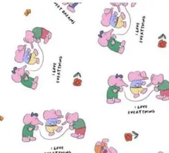 I LOVE EVERYTHING ゾウと仲間たち　韓国ファブリック