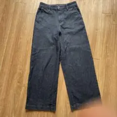 無印良品 ストレッチデニム ワイドパンツ Mサイズ ダークブルー MUJI
