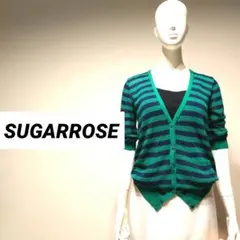 【美品】SUGAR ROSE ボーダー柄 7分袖 Vネックカーディガンのサムネイル