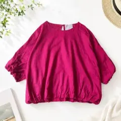 BEARDSLEY ビアズリー リネンコットン コクーン ブラウス グリーン