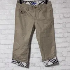 【美品】バーバリー ブルーレーベル チェック 裏地 ロールアップ パンツ 36のサムネイル