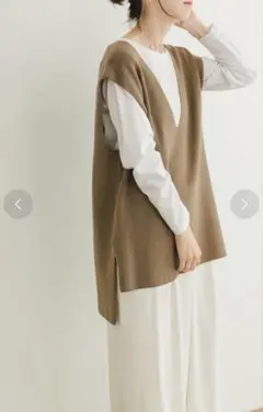 URBAN RESEARCH アーバンリサーチ Vネック ニットベスト ブラウン