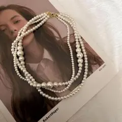 匿名配送　ランダムパールネックレス　　3連パール　パーティー　結婚式　お呼ばれ