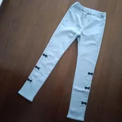 ａｎｙＦＡＭ　エニィファム　リボンストレッチパンツ　１４０　裏起毛　グレー