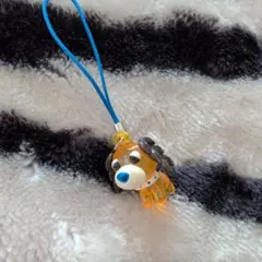 お茶犬　コーヒー犬　 ストラップ オレンジ