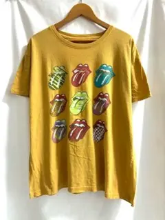 ローリングストーンズ バンドTシャツ XL マスタード ベロマーク マルチロゴ