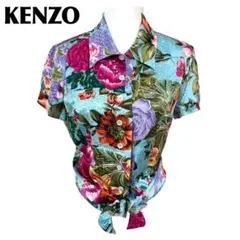 美品　KENZO ケンゾー 半袖前結びシャツブラウス 花柄 シルク系のサムネイル