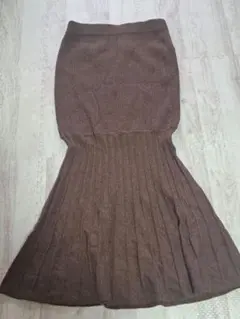 MURUA ニット マーメイドスカート ロング丈 ブラウン