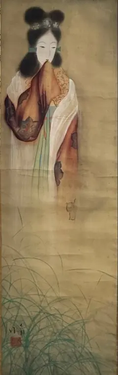 村上華岳、【裸婦下絵】、希少な画集画、新品高級額・額装付、状態良好
