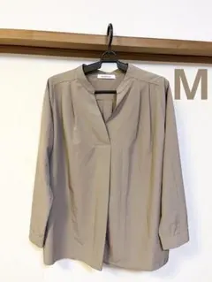 archives スキッパーブラウス モカ ブラウン 長袖 Vネック シャツ Mのサムネイル