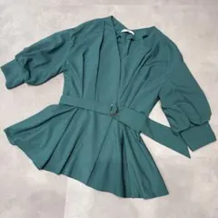 極美品♪エムフィル M.fil フリル ハーフボタン ブラウス 日本製