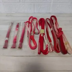 Y-641 赤 ピンク 帯締め 帯紐 羽織紐 ７点セット
