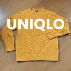 UNIQLO　ケーブルニット　MENS　L　ラウンドネック　濃いマスタードカラー