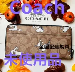 COACH×PEANUTSスヌーピーコラボラウンドファスナー長財布袋付き - メルカリ