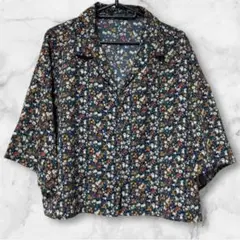 12【美品】チップクリップ　花柄　七分袖　シャツ　ブラウス