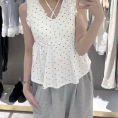 ドット タンクトップトップス Heather