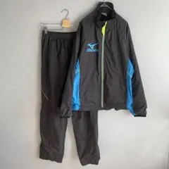 【ミズノ】Mizuno ウインドブレーカー　上下セット ブラック/ブルー