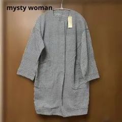 ⭐️新品タグ付⭐️mysty woman ツイルノーカラー オーバーコート F