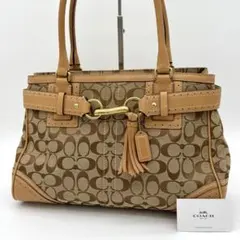 【美品】COACH ハンプトンズ キャリーオール シグネチャー トートバッグ