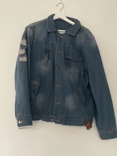 ライトブルー ダメージ加工 デニムジャケット