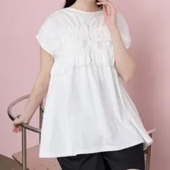 forksy.前後2way シャーリング カットフリル ショートスリーブTシャツのサムネイル