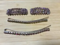 パープルクリスタルヘアピン4個セット