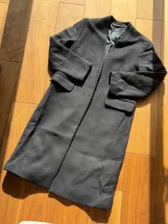 【SHIPS】シップス ネイビー ノーカラーコート チェスターコート