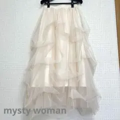 mysty woman チュールスカート ロング ホワイト フレア 春先取り