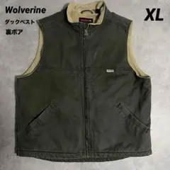 00s Wolverine ダックベストXL 裏地フリース　ボア　カーキ　Y2K