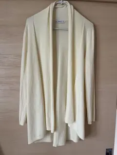 難あり　ZARA KNIT カーディガン　クリームイエロー　Lサイズ