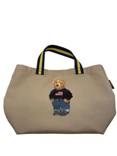 中古ポロラルフローレンベアートートバッグ エコバッグ ベージュ