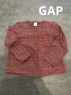 長袖シャツ 赤と緑のチェック柄