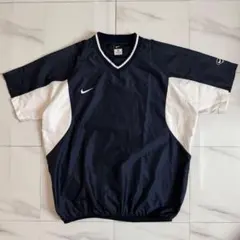 NIKEナイキ　Vネック　半袖ウインドシャツ　ピステ　胸刺繍ロゴ　XL ネイビー