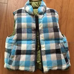 中綿ベスト 青と黒のチェック柄