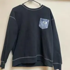 EDWIN ブラック トレーナー デニムポケット