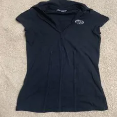 アルマーニエクスチェンジ AXストーンロゴ 襟付きシャツ黒　S