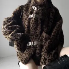 me+em select レオパードボリュームファーコート