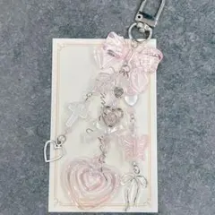 ビーズキーホルダー y2k 韓国 pink ♡ No.417