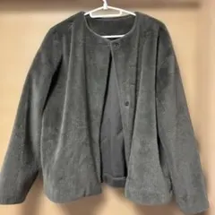 UNIQLO グレー ノーカラージャケット XL